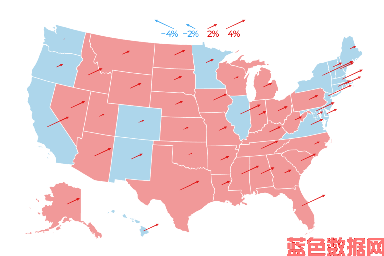 灰机@hz23332024年美国大选结果图：与2020年相比如何？